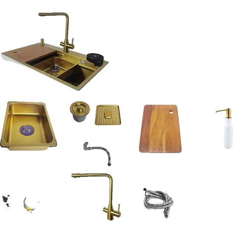 Fregadero de cocina, acero inoxidable, diseño de un solo seno, 68x46 F (1/2)