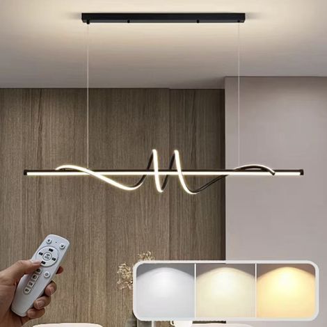 Suspension LED simple, plafonnier,à intensité variable,avec télécommande,luminaire décoratif,convient au salon,à la salle à manger et au bar. (1/5)