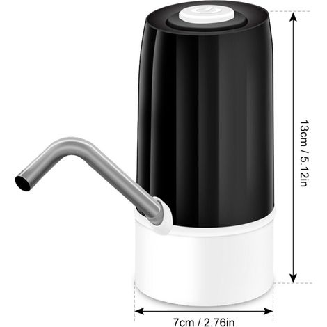 Pompe à eau électrique rechargeable pour bouteilles grandes avec tube silicone et fil USB, silencieux, compact, noir. (1/4)