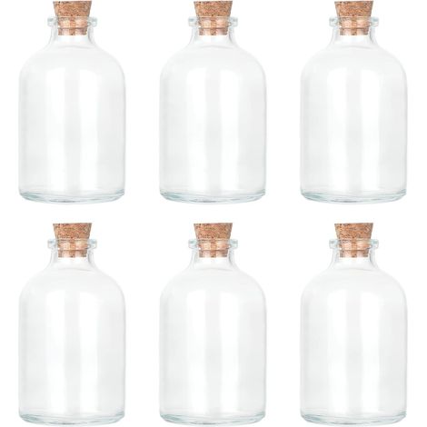 Bouteilles en Verre Rondes Décoratives avec Bouchons en Liège (6 Pièces / 30 ml)