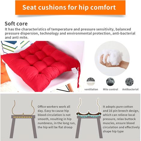 Coussins de chaise, tapis de sol, coussins de baie vitrée, coussins d'assise, coussins de dossier de bureau aux couleurs acidulées - rouge vif (1/3)