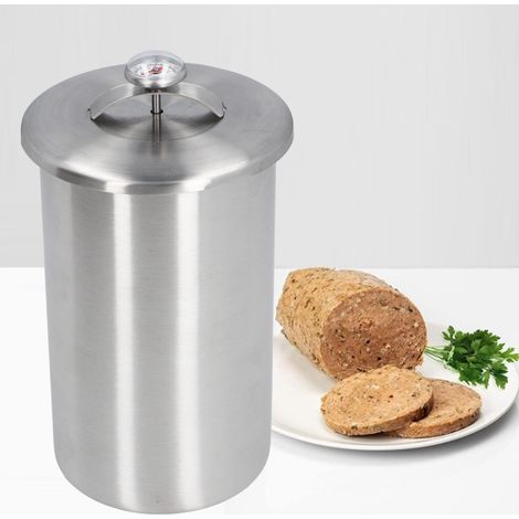 Pressoir pour Hamburger DIY - Pressoir à Viande avec Thermomètre - Cylindre de Cuisson en Acier Inoxydable 304 (Ø10cm x 18cm) pour Fabrication de Saucisses, Roulades et Viandes Fumées Maison (1/5)