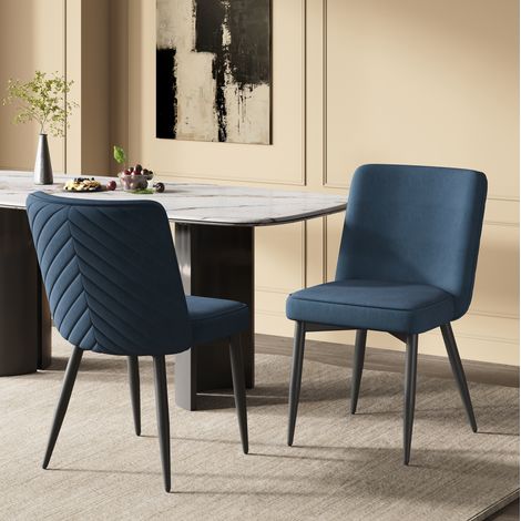 sedia seduta pranzo velluto blu scuro moderna OKMYHOME (1/5)