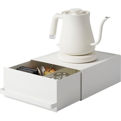 Yamazaki 2018 TOWER Sliding Countertop Drawer, white, Steel/Polypropylene/Magnet, 22.2 x 27.5 x 11.5 cm (1/5)