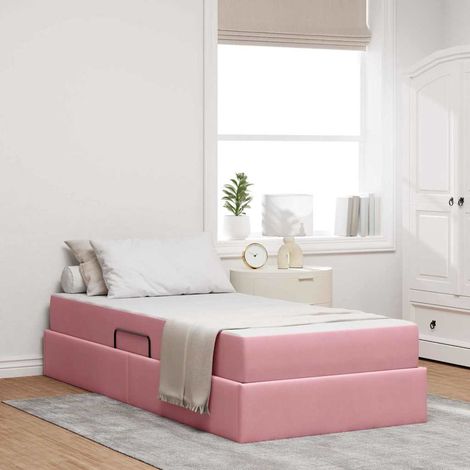 vidaXL Lit avec rangement et matelas Rose 100 x 200 cm Velours