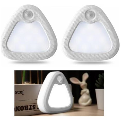 Veilleuse LED avec détecteur de mouvement, éclairage intérieur à détecteur de mouvement, éclairage LED sans fil alimenté par batterie, base magnétique, lumière LED blanche (lot de 2) (1/5)