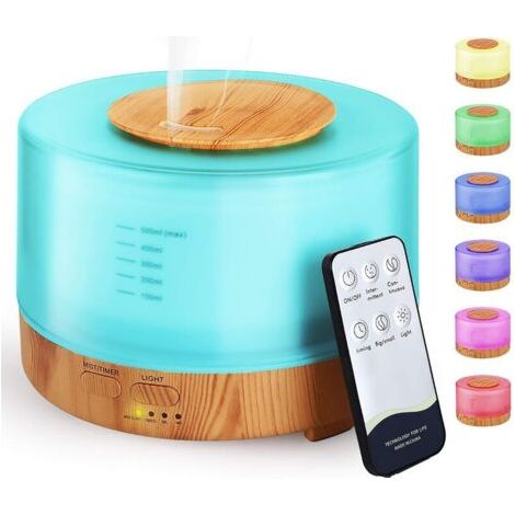 Difusor de aceites esenciales 500 ml Altavoz Bluetooth Humidificador ultrasónico Fragancia eléctrica de niebla fría silenciosa 7 Farbees con aplicación für Büro Spa Yoga Amarillo (pilas no (1/5)