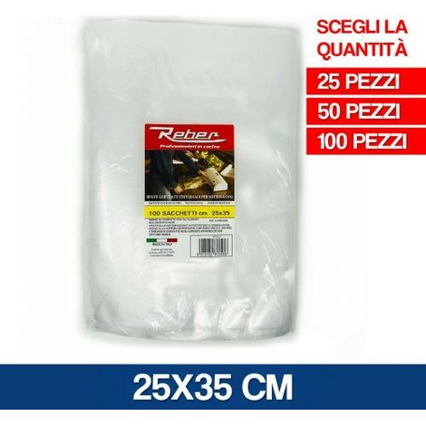 REBER BUSTE SACCHETTI SOTTOVUOTO SOTTO VUOTO ALIMENTI MADE ITALY 24313V CM 25X35 100 PZ (13167)