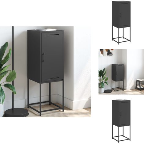 Buffet haut noir 36x39x107 cm acier - Buffet Design Industriel - Meuble Rangement - Armoire Hauteur - Étagères Métalliques - Stockage Maison (1/5)