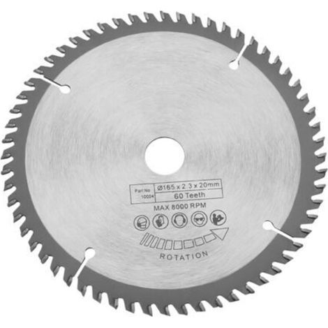 Lame de scie circulaire 165mm 60 dents Pour bois dur et métaux Hardalloy Diamètre d'alésage 20mm Coupe nette et précise (1/5)