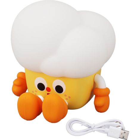 Veilleuse Popcorn Silicone Rechargeable USB-C 3 Niveaux Lumière Chaude Douce Design Original Cadeau Chambre (1/5)