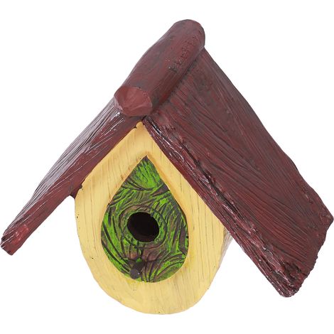 Nichoir décoratif pour jardin ou arbre, colibri, en résine synthétique, pendentif, objet d'art jaune (1/5)