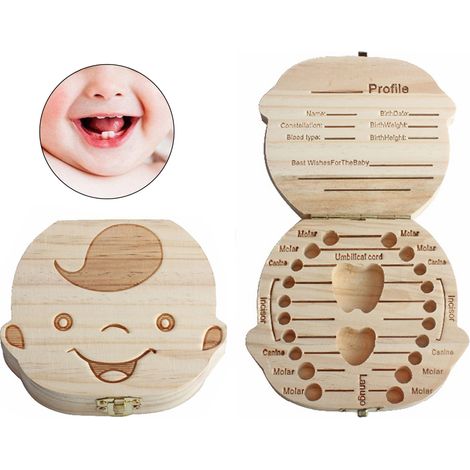 Boîte en bois pour conserver les dents de lait de bébé, coffret mémoire pour cordon ombilical, organisateur de souvenirs pour enfants (1/5)
