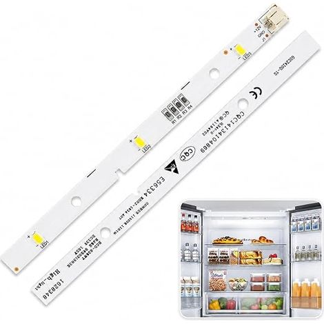 2 x LED Fridge Light Strips E56334 Compatible E349766 MDDZ-162A 1629348 DC12V 2W Cold White Fridge Light Durable Replacement for Kitchen (1/4)