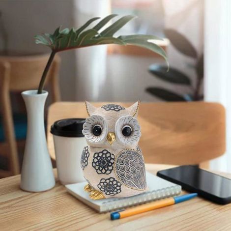 Collection Statuette de Hibou, Ornement Chouette Figurine Bureau Paysage Décor Statue Jardin Hibou Sculpture (1/4)