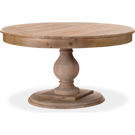 Table ronde extensible en bois massif Héloïse Bois naturel et pied naturel