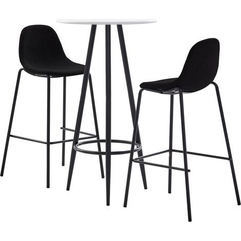 Juego de mesa alta y taburetes 3 piezas tela negro