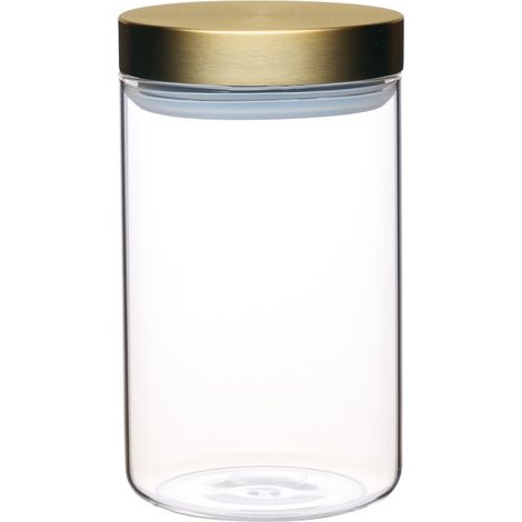 MasterClass Tarro de cristal hermético con tapa de latón, transparente, 1 L (1,75 pts)
