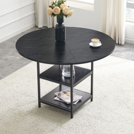 Esstisch rund mit Ablage 107 cm MDF Metall Schwarz OKMYHOME (1/5)