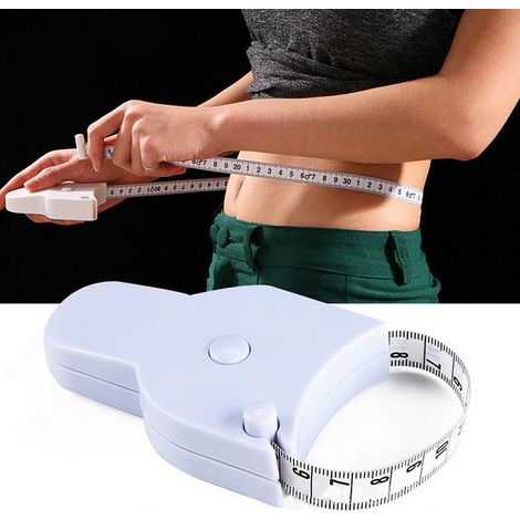 Mètre ruban portable et précis, outil de mesure, mètre ruban blanc de 150 cm (60 pouces) avec poignée rétractable pour la prise de mesures corporelles. (1/5)