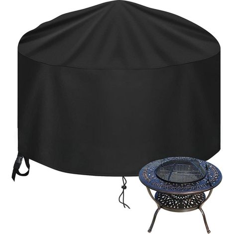 Raweao Feuerstelle Abdeckung Runde Wasserdicht 90x60cm Oxford Schwarz (1/5)