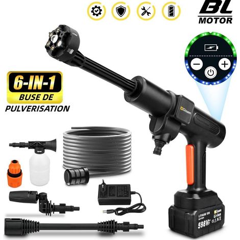 Gisam – Nettoyeur haute pression électrique 56 bars – 300W – Buse 6 en 1 pivotante – Batterie 3000mAh – Pour nettoyage extérieur sans fil (1/5)