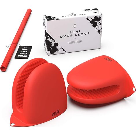 Mini Gants pour friteuse à air - 2 Gants en Silicone - Manique résistante à la Chaleur pour Cuisine, Barbecue et grillades - Taille Unique avec Protection pour Grille de Four (1/5)