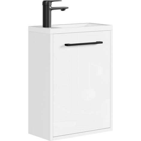 Gäste-WC Waschtisch Set Florence 40 x 22 cm – Weiß Hochglanz – W