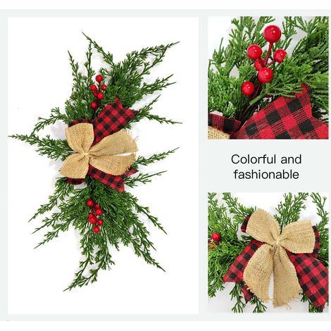 Weihnachtlicher Türsturzschmuck, 45 cm, künstlicher Weihnachtskranz aus Seide (1/5)