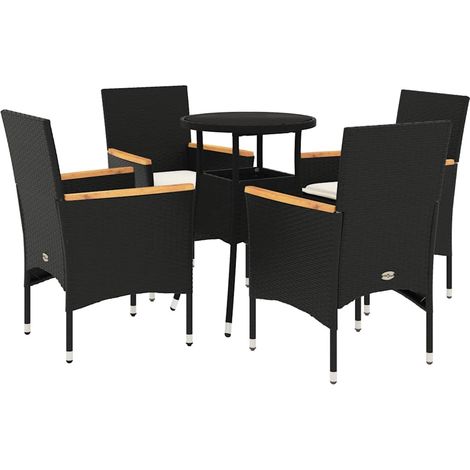 Maison Exclusive - Set comedor jardín 5 pzas cojines ratán sintét