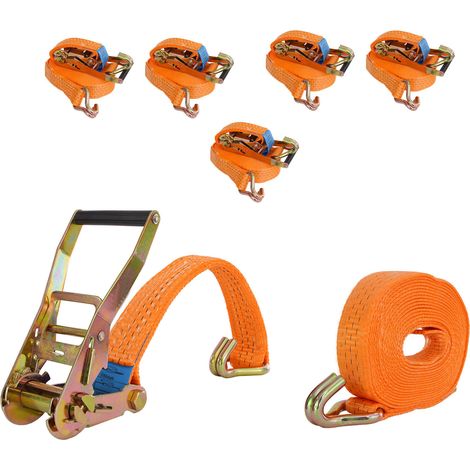5x Spanngurt mit Ratsche Zurrgurt 6m 3000kg 3to 2-tlg. 35mm TÜV / GS orange (1/5)
