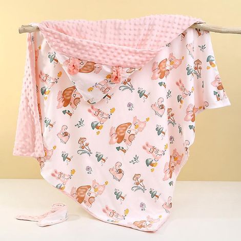 rose Couverture Bebe Coton Biologique,95x95cm, Couverture Nomade Bb Double Face Pour Garon Et Fille (1/5)