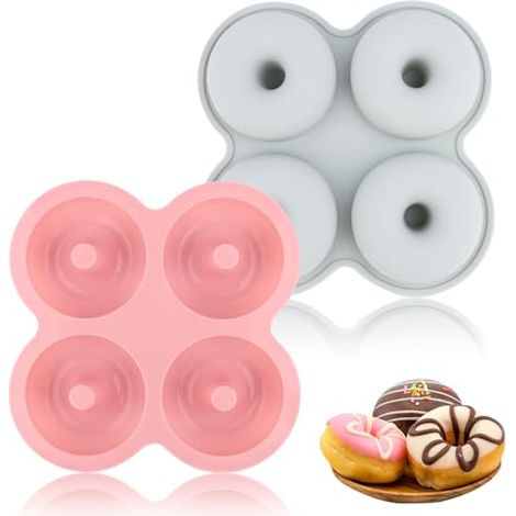 Stück Donutform, 4 Mulden, antihaftbeschichtete Cake Factory-Form, hitzebeständige und Silikon-Donutform, Donutform für Kuchen, Kekse, Bagels und Muffins (1/5)