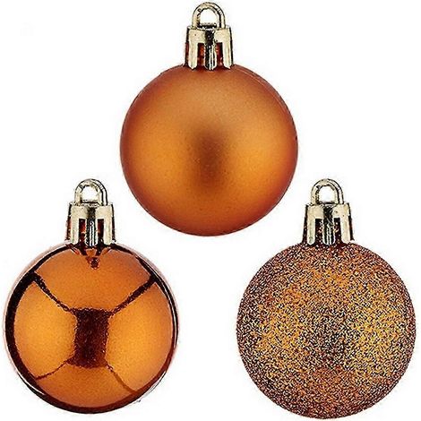 Boules de Noël 4 cm, 12 unités, plastique orange, 4 x 5 x 4 cm (1/5)