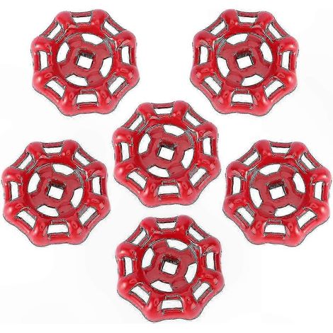 Lot de 6 poignées de robinet de rechange, interrupteurs à volant rouges, commandes de vannes à guillotine 6x6cm (1/4)