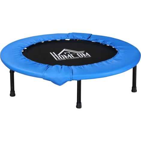 Compact Mini Fitness Trampoline for Home Gym, Yoga and Rebounding, Indoor-Outdoor Use, Supports 100 KG, Blue and Black Safety Pad (1/5)