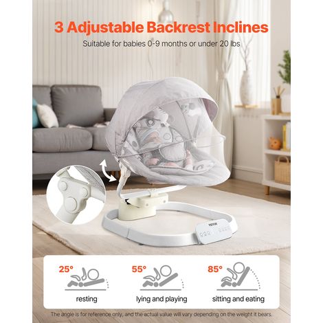 Balancelle Transat Bébé 3 Vitesses 3 Positions de Siège Panneau Tactile IMD Télécommande Bluetooth 10 Berceuses Prédéfinies, Charge 9 kg, Balançoire Portable pour Bébé 0-9 Mois, Garçons, Filles (1/5)