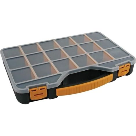 – Mallette de rangement OMR13 – 18 compartiments modulables – Dimensions 326 x 257 x 48 mm – Couvercle transparent pour visibilité – Transport sécurisé - Q305372 (1/5)