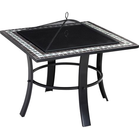Brasero de mosaico, 76 x 76 cm, estructura de acero con recubrimiento en polvo