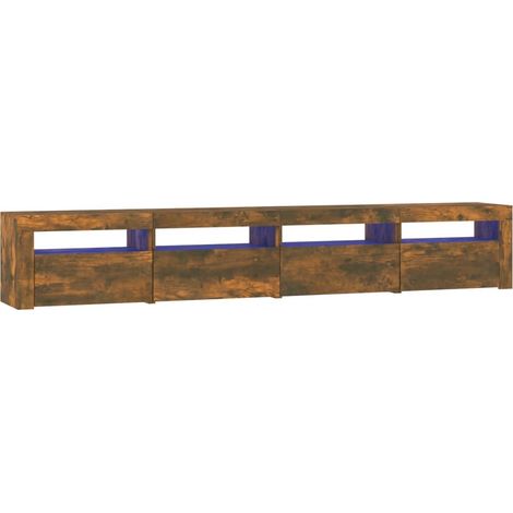 Meuble TV, Étagère TV, Meuble de Salon, avec lumières LED Chêne fumé OIB8710E (1/4)