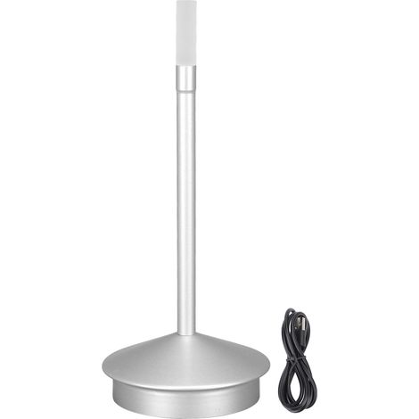Ortviai Lampe de Table Sans Fil en Forme de Bougie LED Rechargeable USB-C, 2000 mAh, Argent (1/5)