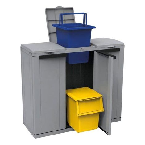 Mobile Pattumiera 3 Posti 102X39X89h Armadietto Raccolta Differenziata ECOCAB 3