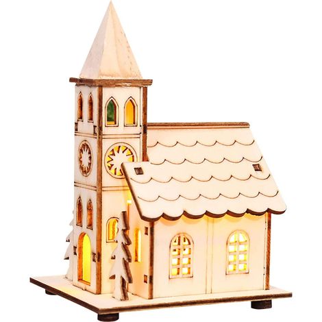 Décorations de Noël lumineuses suspendues, pendentifs en bois pour sapin de Noël, ornements décoratifs à accrocher sur votre sapin pour la fête de fin d'année (1/5)