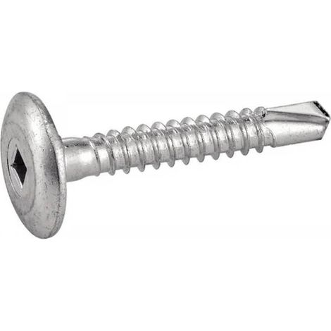 250 Vis Autoperceuses Tête Cylindrique Crantée Extra Large Empreinte Carrée 4.8 x 25 mm - Acier Zn - D-Work (1/5)
