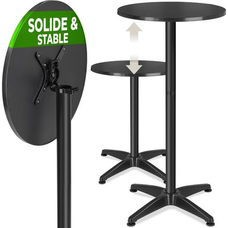 Table de bistrot pliable, aluminium, réglable, noir 67x67x75/115cm (1/5)