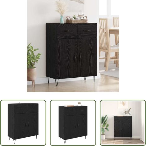 Holzwerkstoff - Sideboard Schwarz Eichen-Optik 69,5 x 34 x 90 cm Holzwerkstoff (1/5)