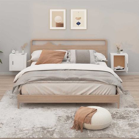 vidaXL Mesitas de noche de pared 2 uds blanco 50x30x47 cm (1/5)