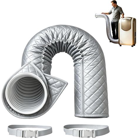 Funda aislante para manguera de aire acondicionado, cubierta protectora para manguera de aire acondicionado, funda accesoria plegable y lavable con 2 correas ajustables para uso en interiores y exteri (1/5)