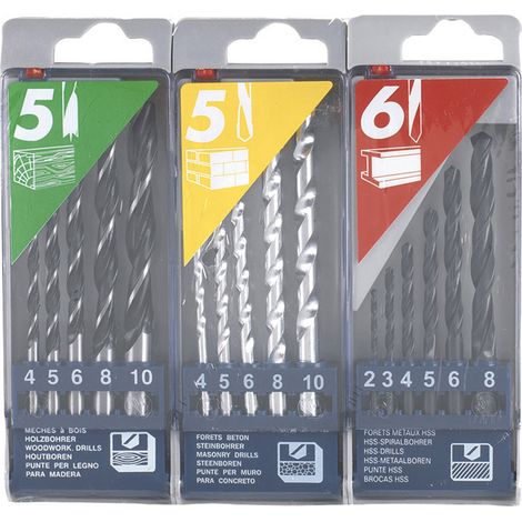 Estuche brocas para metal, madera y hormigón