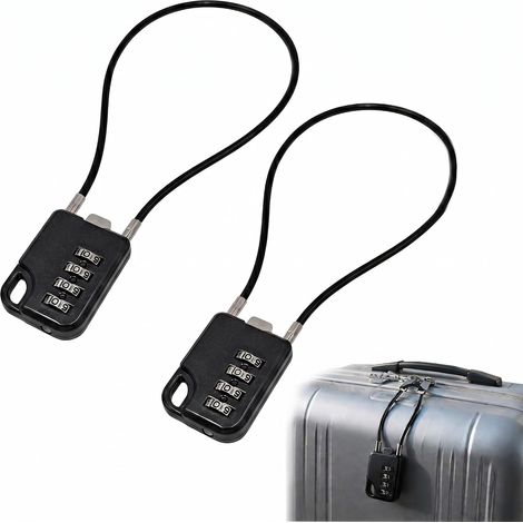 2 PCS Cadenas Code 4 Chiffres avec Cable 30 cm Petit Cadenas à Combinaison  Cadenas à Cable de Valise  3 mm,pour Casier Valise Bote à Outils Ski Casque Moto Cadenas de Valise Chane et Cadenas (1/5)